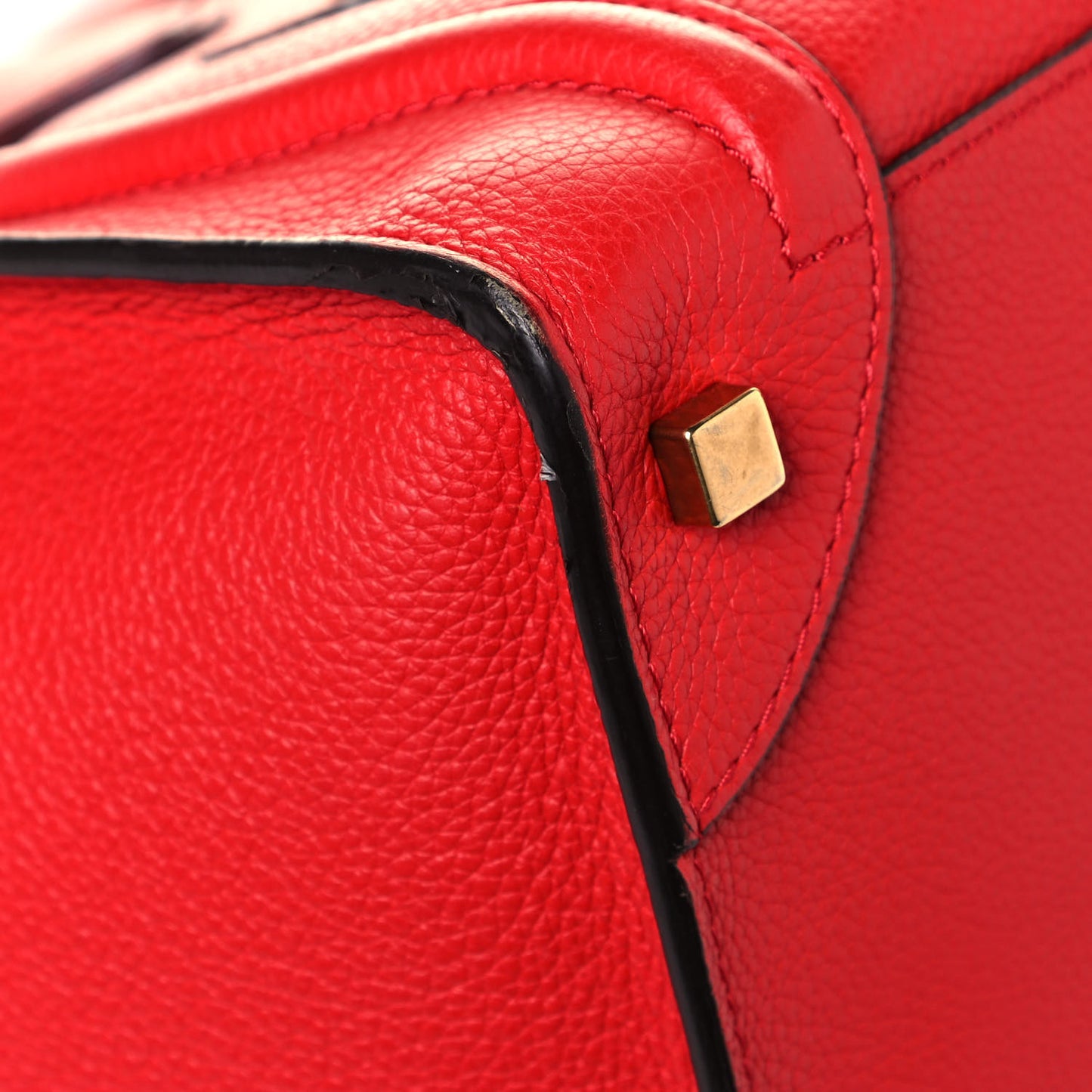 Drummed Calfskin Mini Luggage Coquelicot
