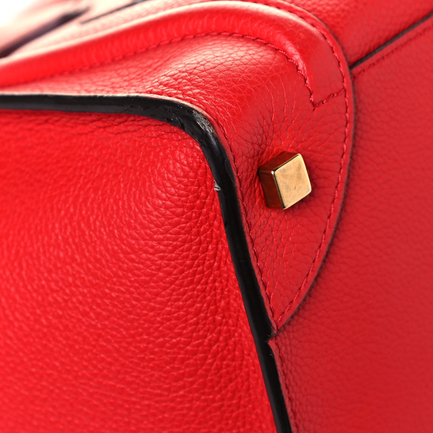 Celine Drummed Calfskin Mini Luggage Coquelicot 6 of 13