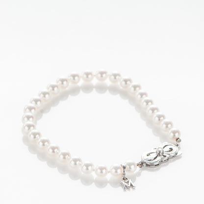 Mikimoto 18K White Gold Diamond Akoya Cultured Pearl 5mm Strand Bracelet 5 of 8