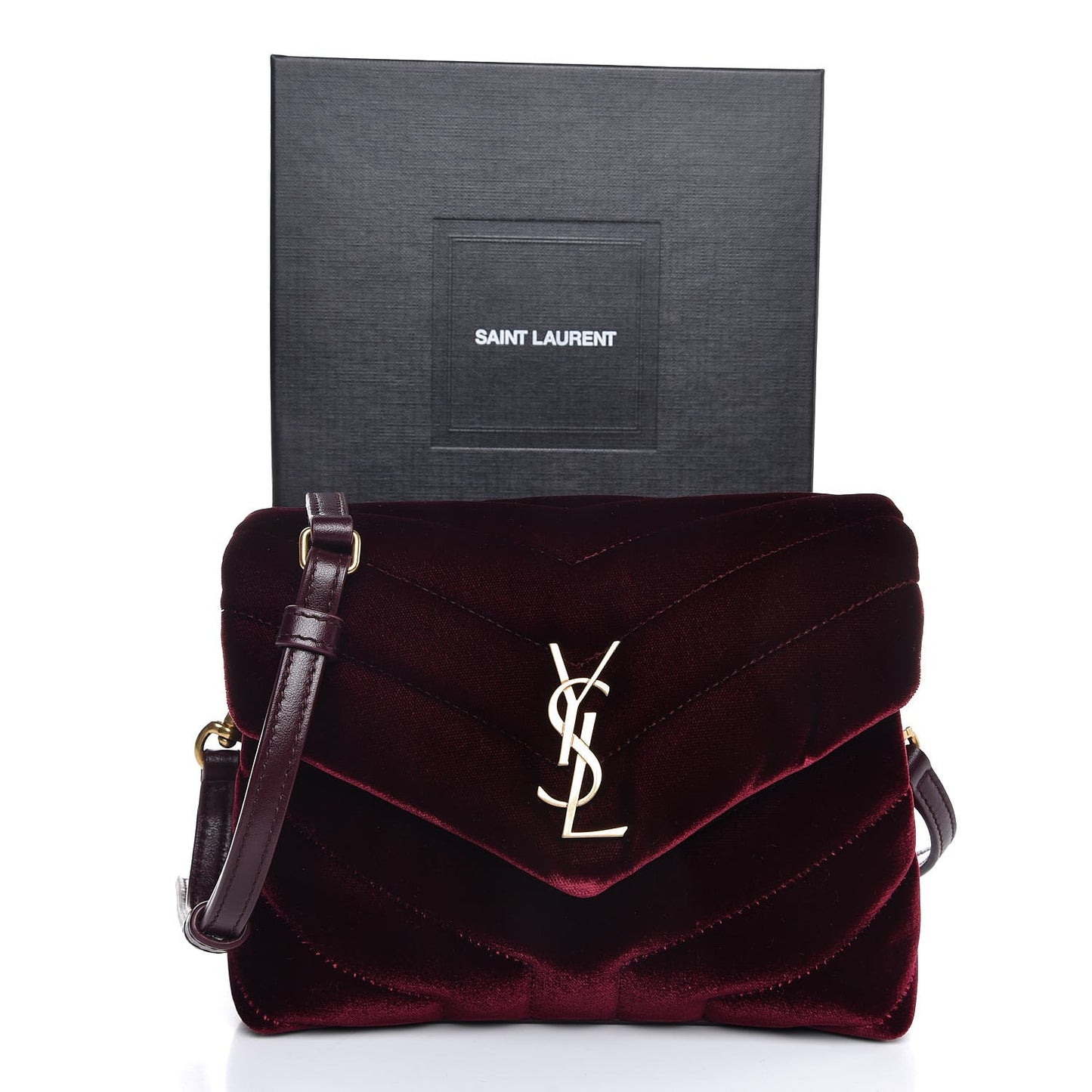 Velvet Y Quilted Monogram Toy Loulou Crossbody Bag French Burgundy