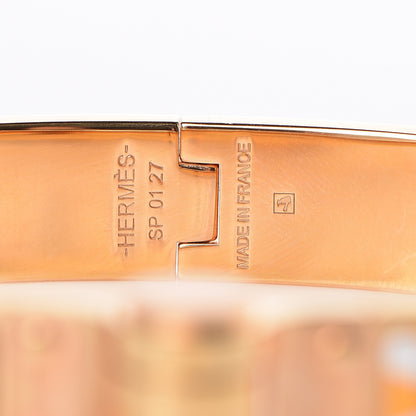 Hermes Enamel Printed Narrow Mors A Jouts Tatoo Hinged Bracelet M 3 of 5