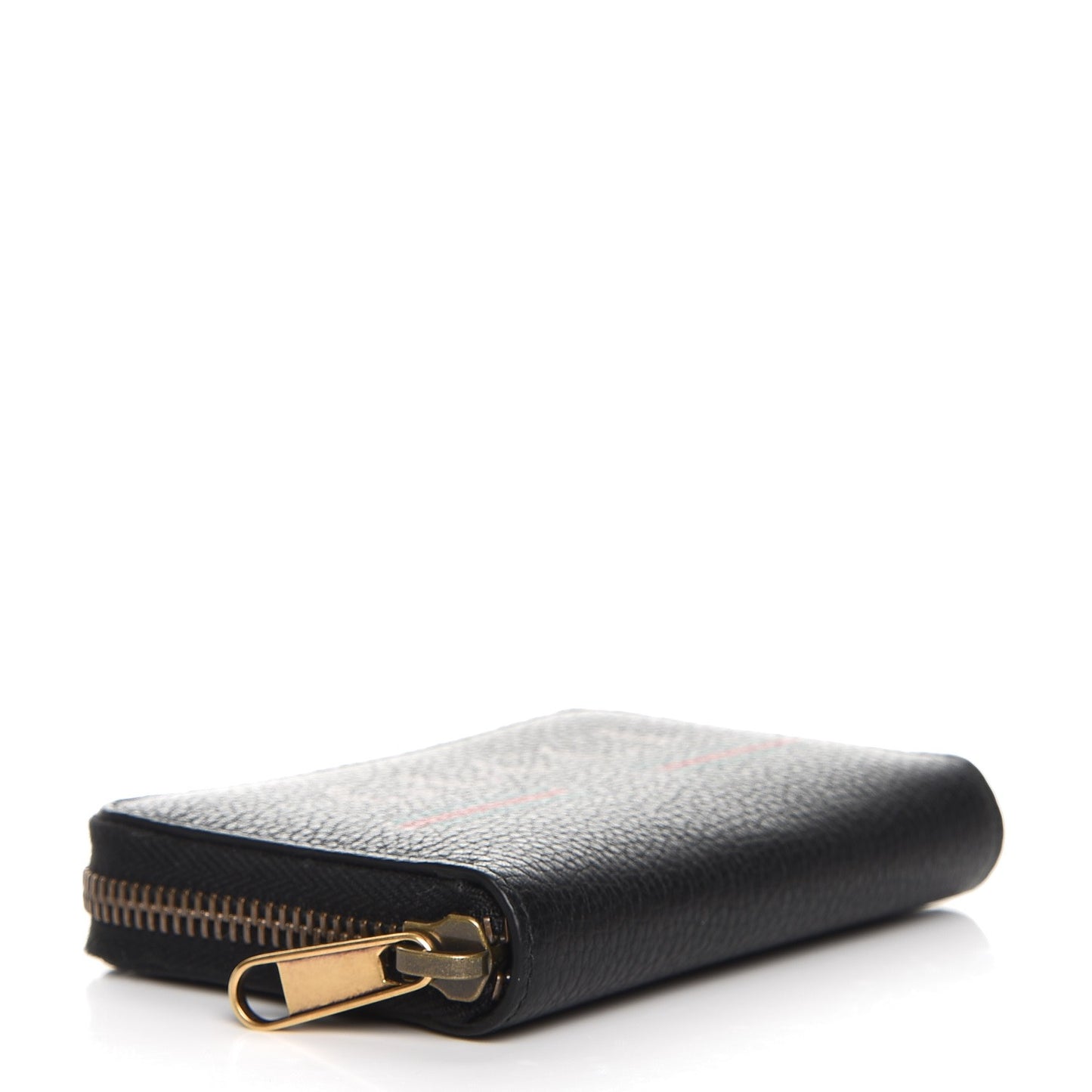 Calfskin Logo Zip Around Card Case Black
