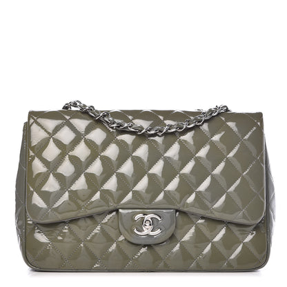 Chanel Patent Quilted Jumbo Single Flap Green 1 of 13