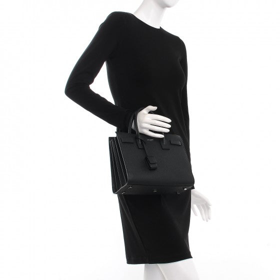 Grained Calfskin Baby Sac De Jour Black