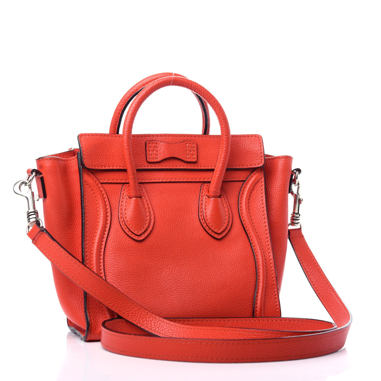 Drummed Calfskin Nano Luggage Vermillion