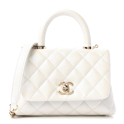 Chanel Iridescent Caviar Quilted Extra Mini Coco Handle Flap Ivory 1 of 10