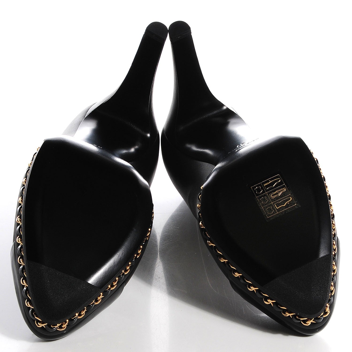 Chanel Calfskin Patent Cap Toe Platform Chain Pumps 37 Black 4 of 7
