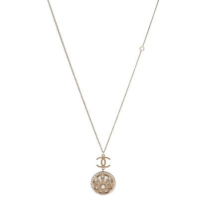 Chanel Bead Enamel Pearl CC Pendant Necklace Gold 1 of 4