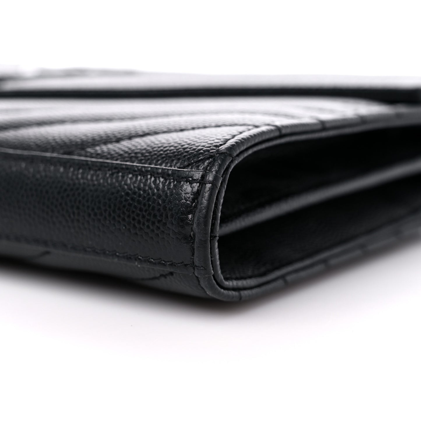 Grain De Poudre Matelasse Chevron Monogram Monochrome Chain Wallet Black