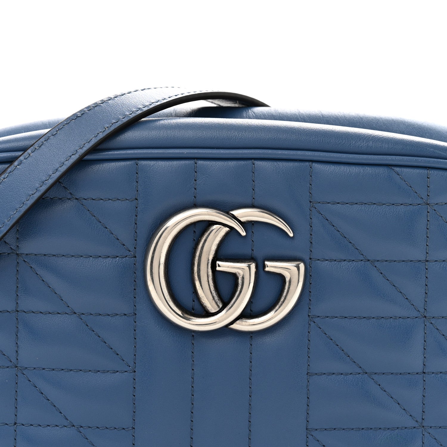 Gucci Calfskin Matelasse Aria Small GG Marmont Chain Shoulder Bag Clear Blue 8 of 13
