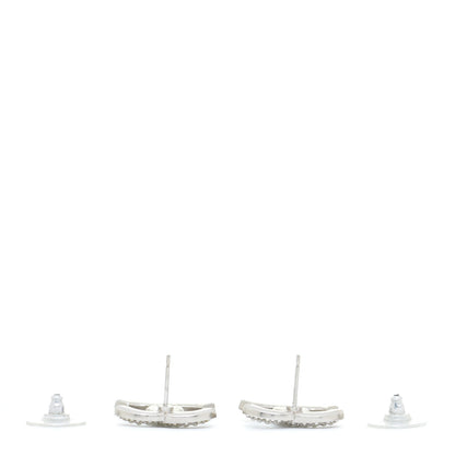 Chanel Pearl Crystal CC Snow Palace Earrings Silver 3 of 5