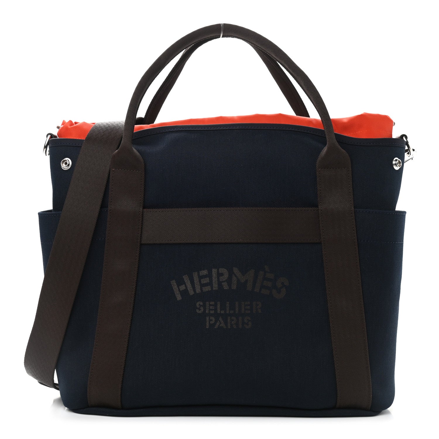 Hermes Toile Sac De Pansage Groom Bleu Navy Feu 1 of 14