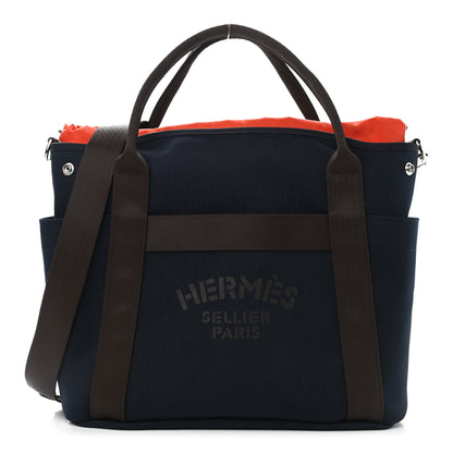 Hermes Toile Sac De Pansage Groom Bleu Navy Feu 1 of 14