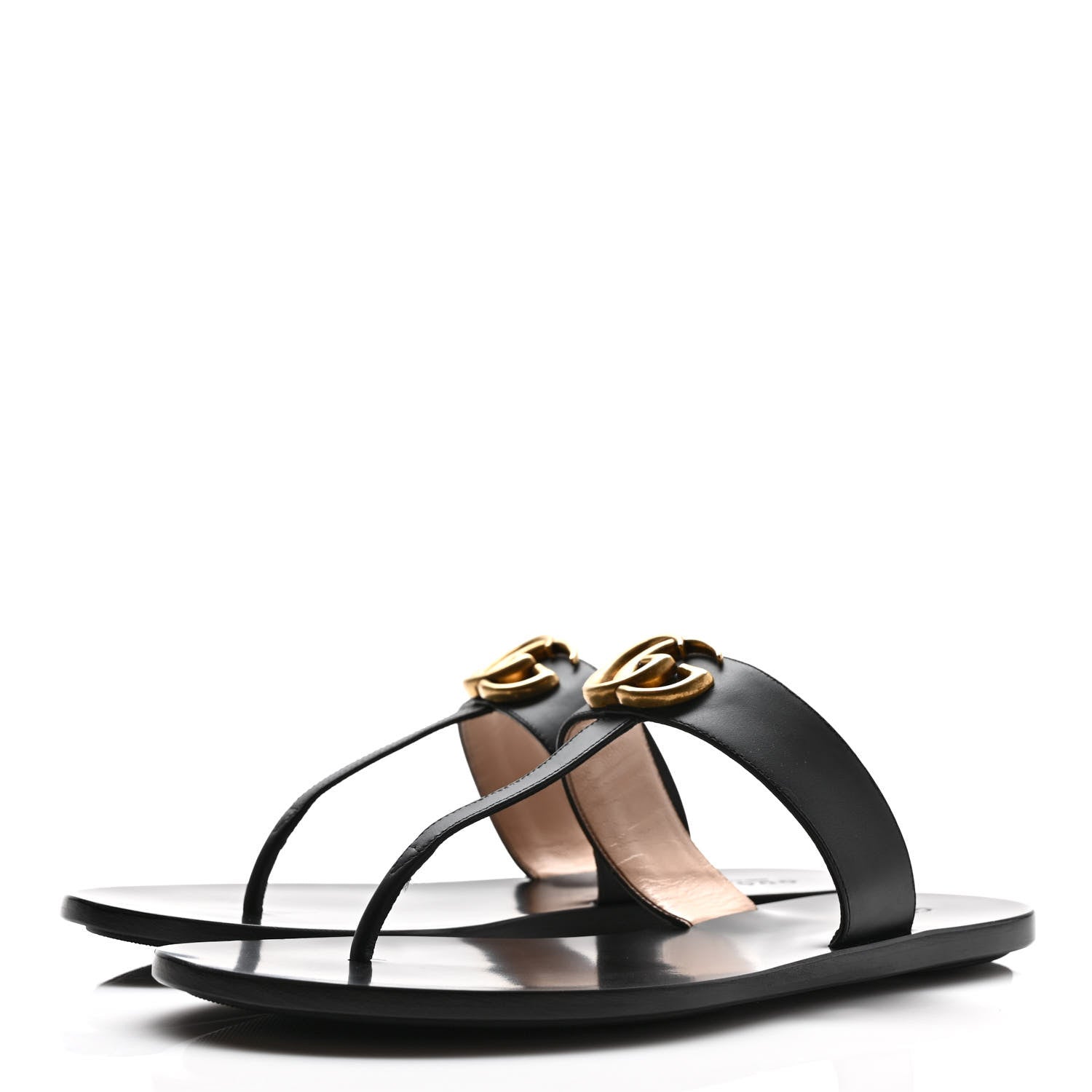Gucci Calfskin GG Marmont Thong Sandals 39 Black 3 of 8