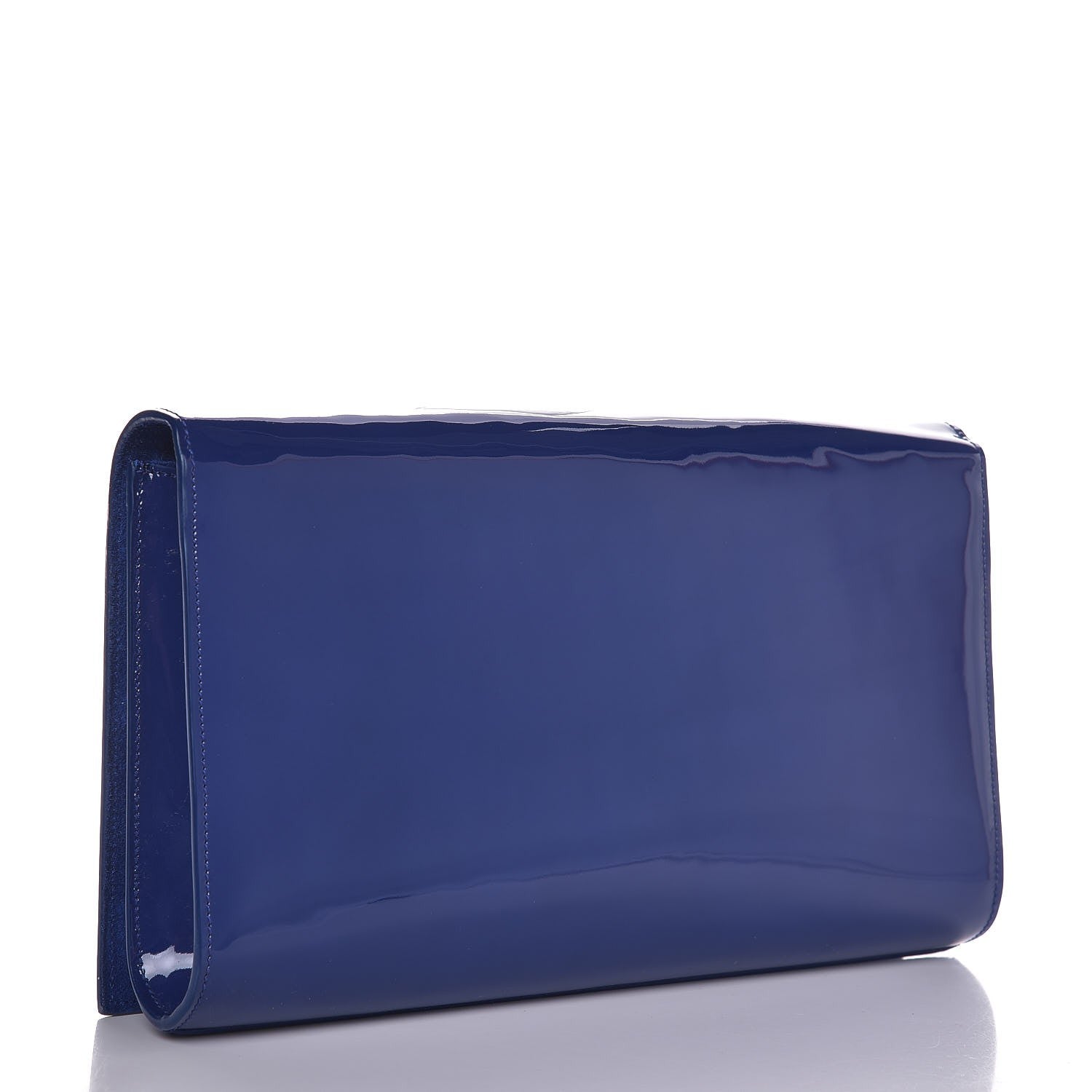 Saint Laurent Patent Calfskin Monogram Large Belle De Jour Clutch Royal Blue 3 of 7