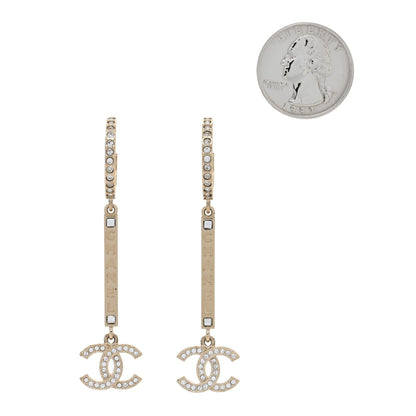 Chanel Crystal Lock Symbols Logo CC Hoop Drop Earrings Gold 2 of 4