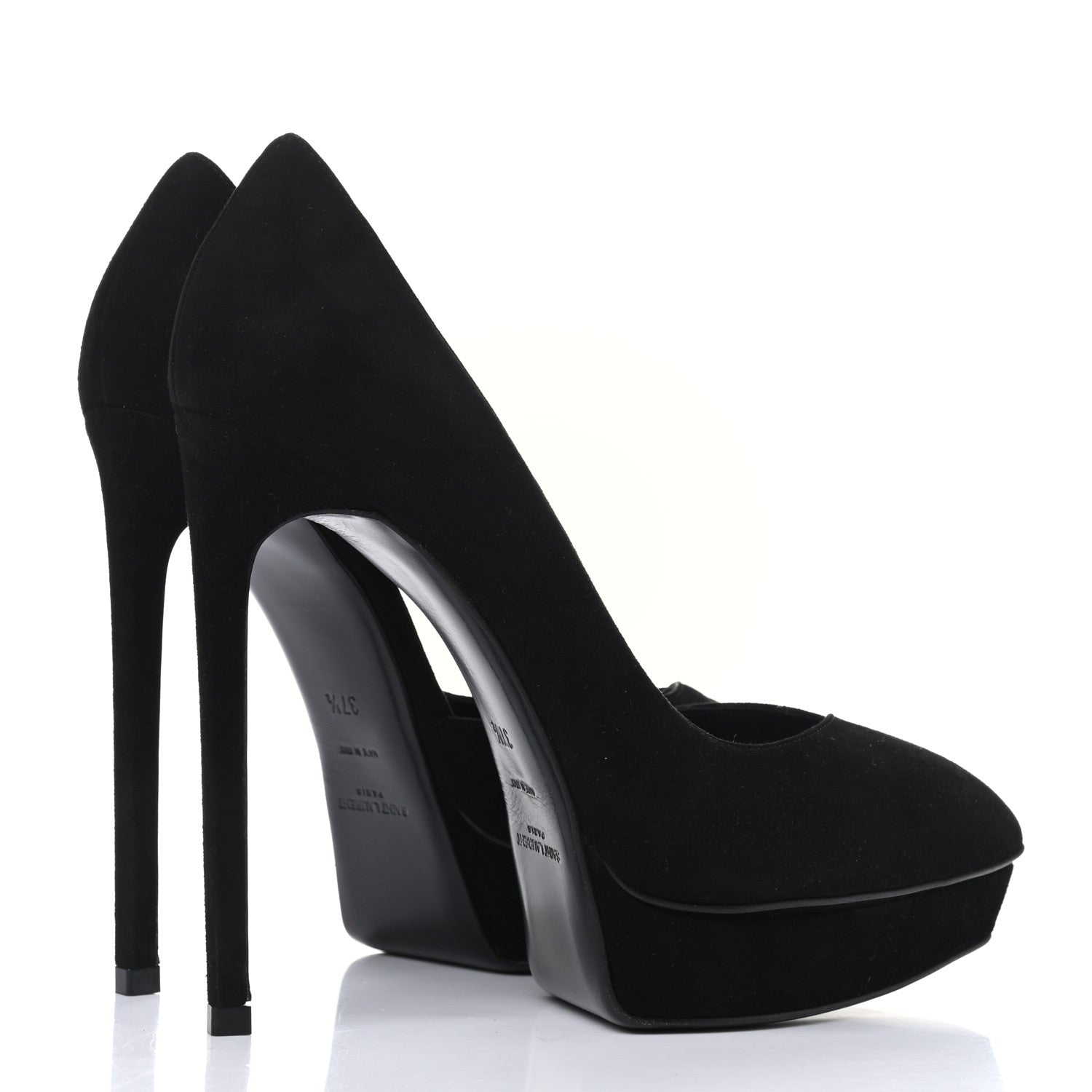 Saint Laurent Suede Janis 105 D'Orsay Pumps 37.5 Black 4 of 9