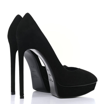 Saint Laurent Suede Janis 105 D'Orsay Pumps 37.5 Black 4 of 9