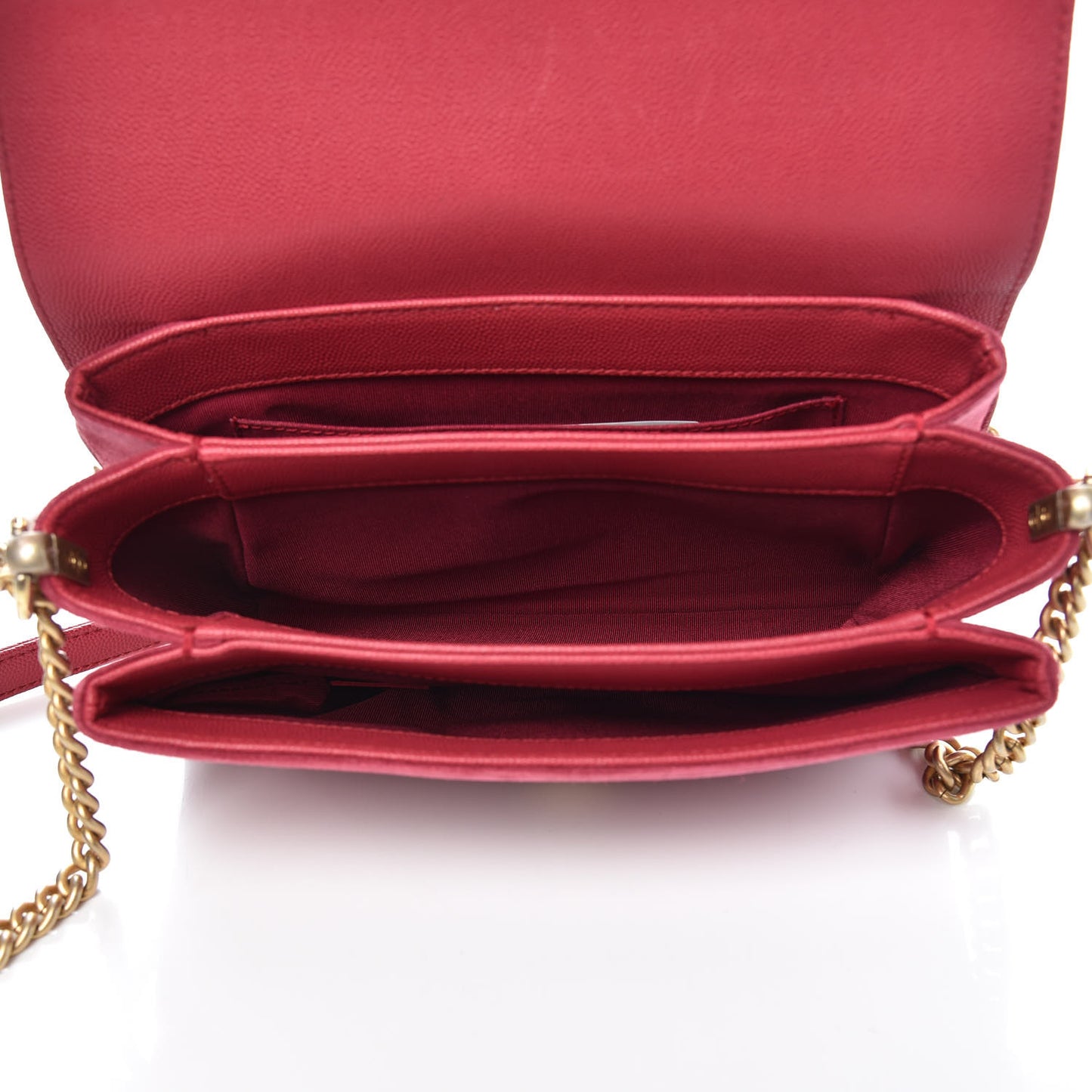 Grained Calfskin Stitched Small Enamel CC Flap Bag Pink