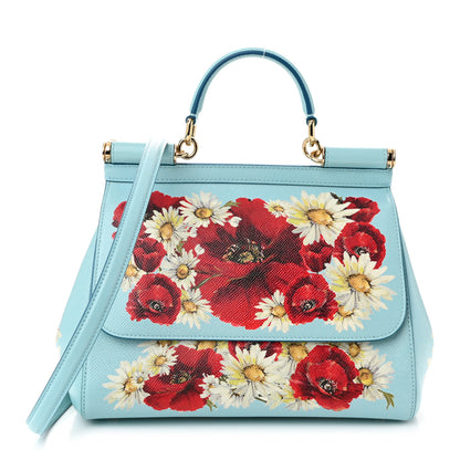 Dolce & Gabbana Dauphine St.Giap Papaveri Print Medium Miss Sicily Satchel Celeste 1 of 9