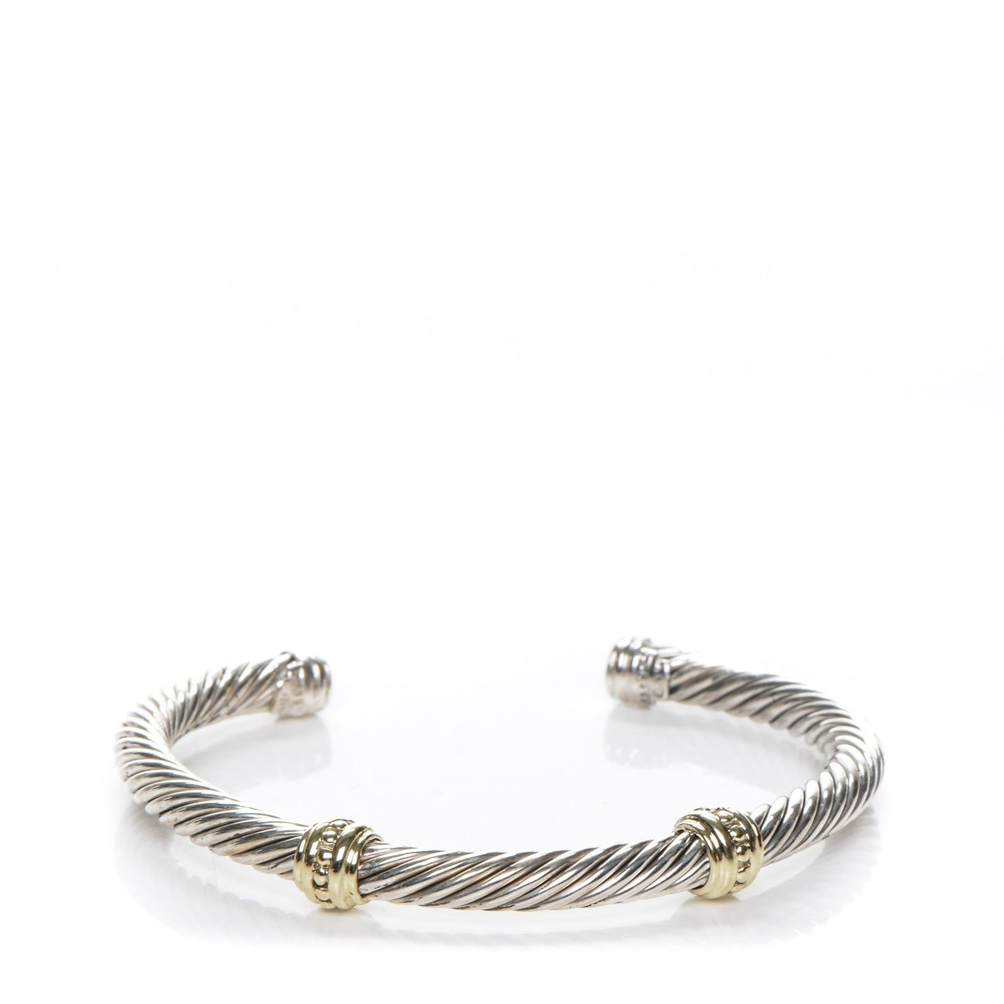Sterling Silver 14K Yellow Gold 5mm Cable Classics Two Station Bracelet