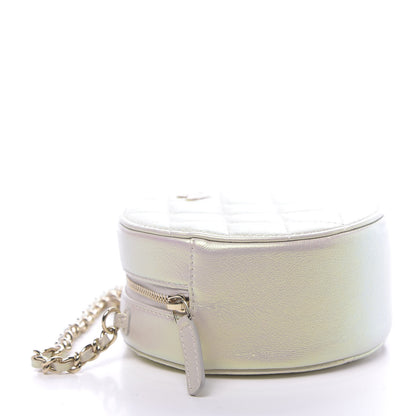 Chanel Iridescent Lambskin Quilted Round Clutch With Chain Ivory 4 of 10