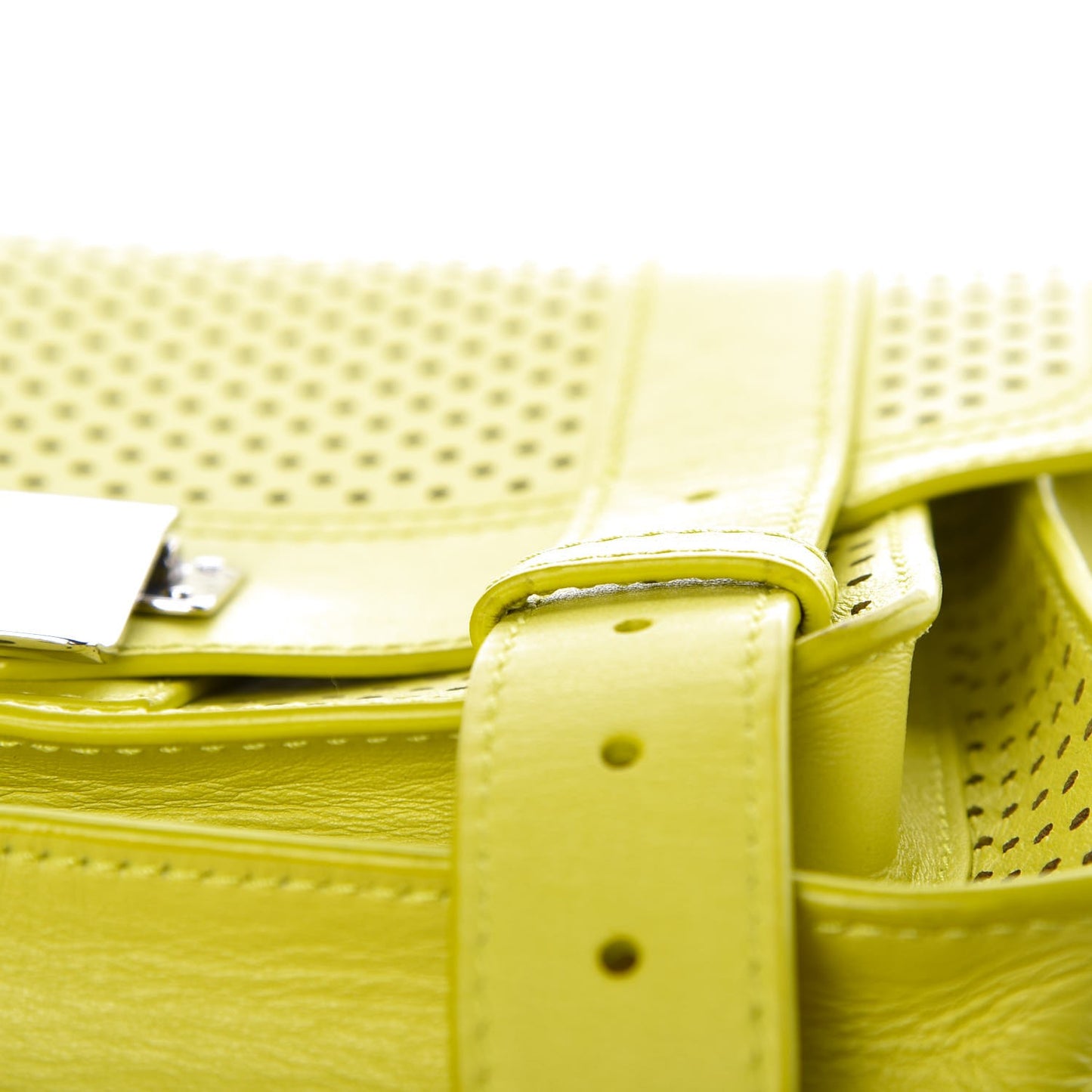 Lambskin Perforated PS1 Pouch Messenger Sulphur