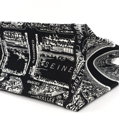 Christian Dior Canvas Embroidered Medium Plan De Paris Book Tote Black White 10 of 10