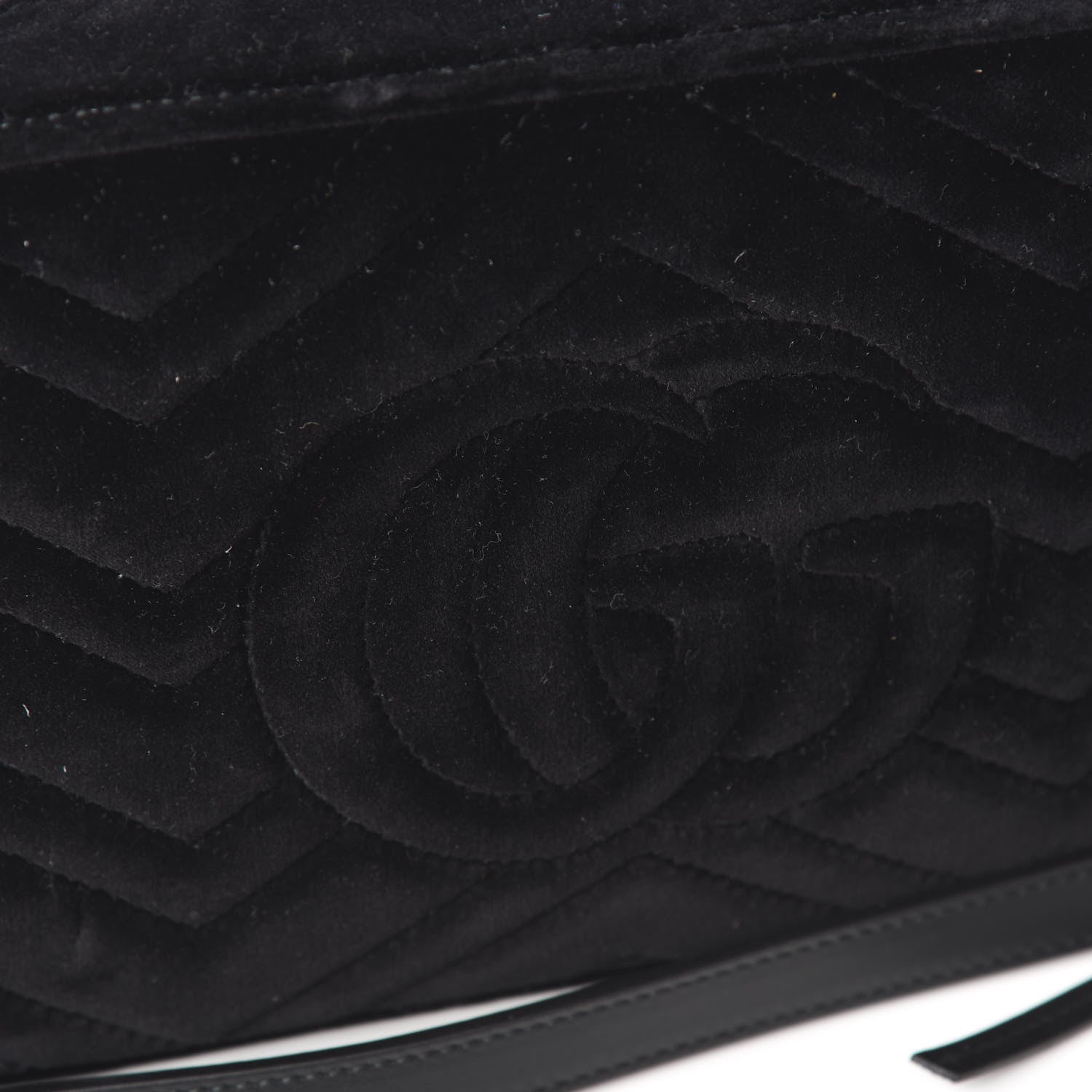 Gucci Velvet Matelasse Small GG Marmont Chain Shoulder Bag Black 9 of 10