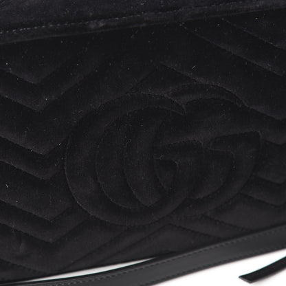 Gucci Velvet Matelasse Small GG Marmont Chain Shoulder Bag Black 9 of 10