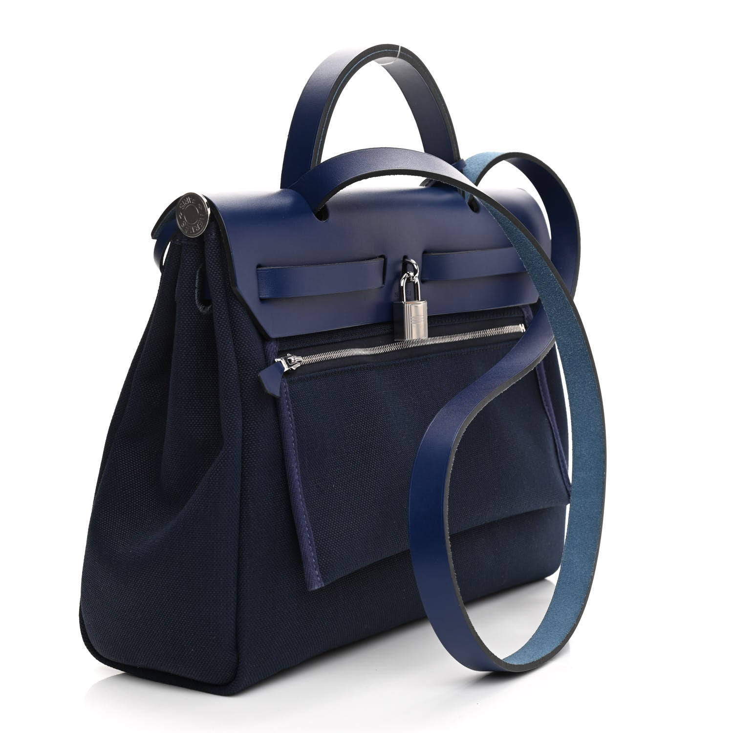 Hermes Military Toile Vache Hunter Herbag Zip 31 PM Bleu Marine Bleu Saphir 4 of 9