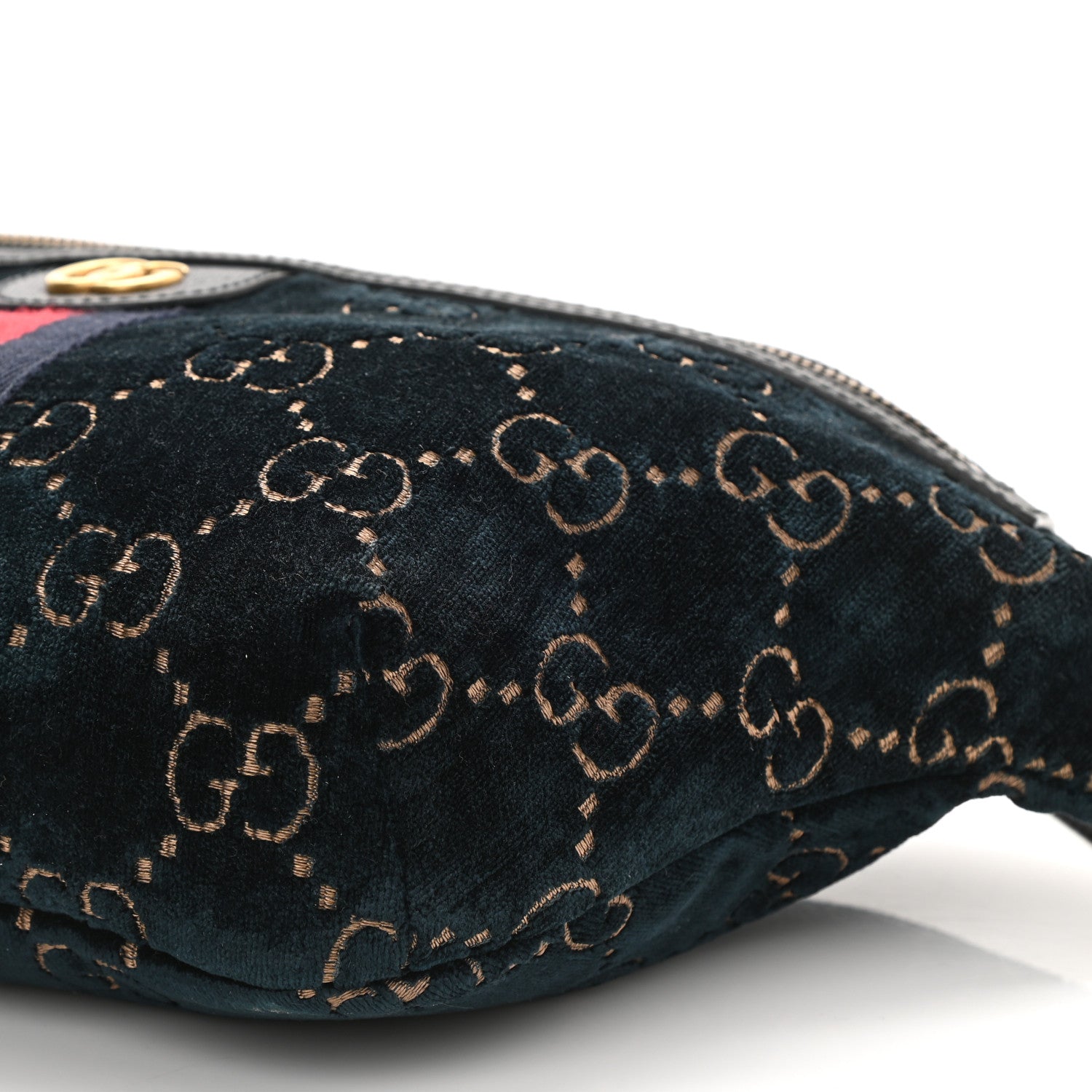 Gucci Velvet GG Monogram Web Belt Bag Blue Beige 8 of 8