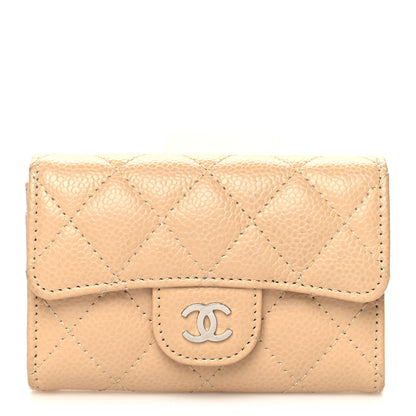 Chanel Caviar Quilted Flap Card Holder Wallet Beige 1 of 10