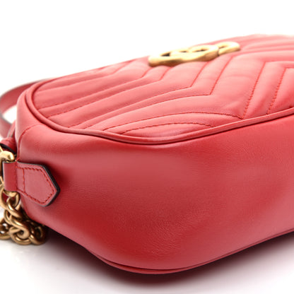 Gucci Calfskin Matelasse Small GG Marmont Chain Shoulder Bag Hibiscus Red 6 of 11