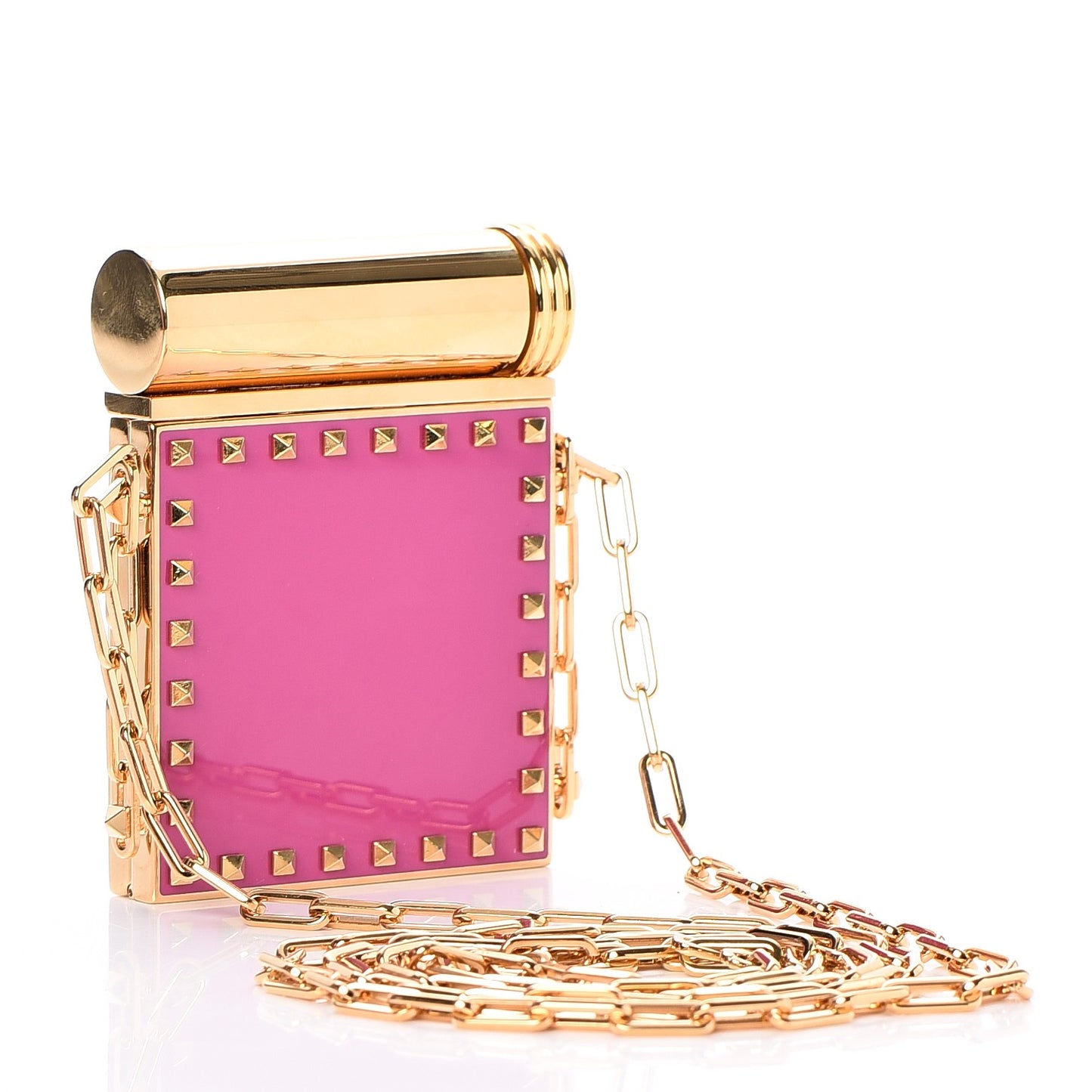 Rockstud Lipstick Holder Minaudiere Fuchsia