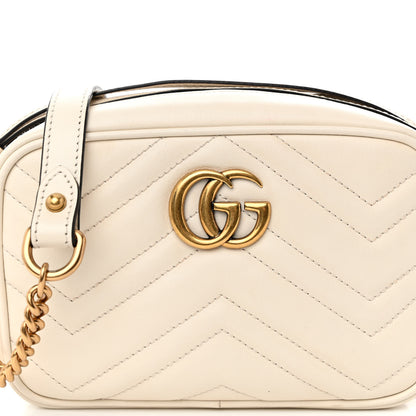 Gucci Calfskin Matelasse Mini GG Marmont Chain Shoulder Bag White 7 of 10
