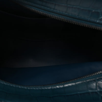 Balenciaga Extra Supple Calfskin Crocodile Embossed Neo Classic Silver Hardware S City Dark Petrol Blue 5 of 9