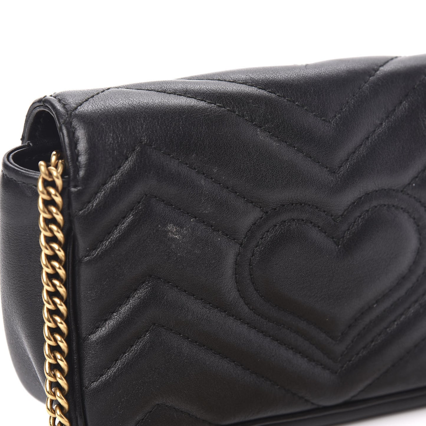 Calfskin Matelasse Super Mini GG Marmont Shoulder Bag Black