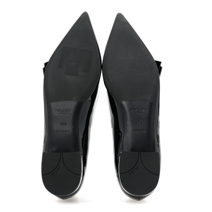 Prada Vernice Logo Bow Ballerina Flats 40.5 Black 6 of 9