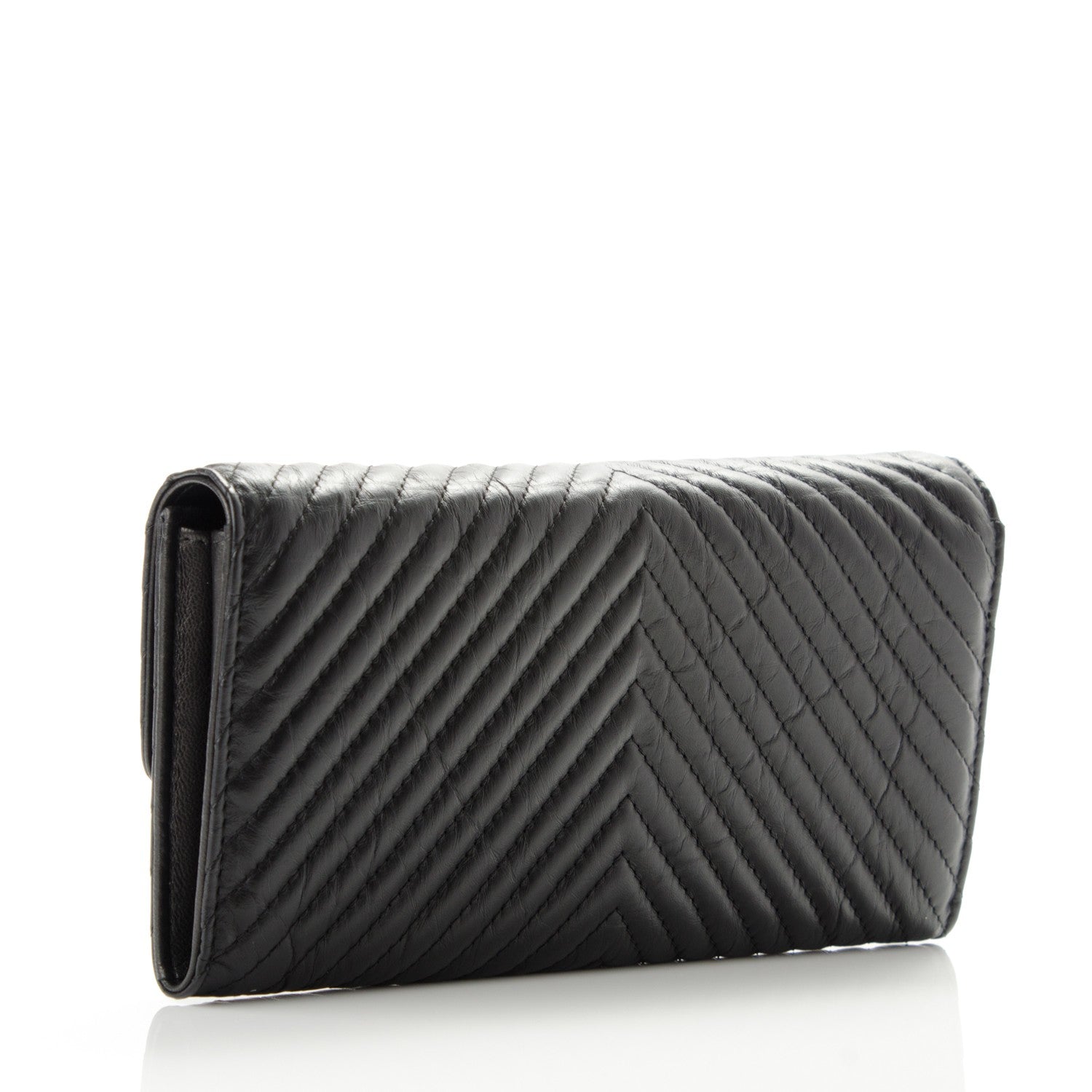 Chanel Calfskin Chevron Quilted 2.55 Reissue Flap Wallet Black 3 of 8