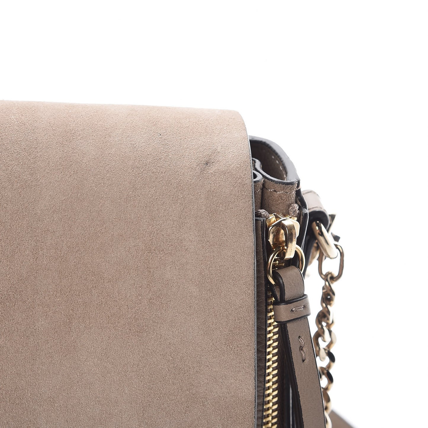 Suede Calfskin Small Faye Backpack Motty Grey