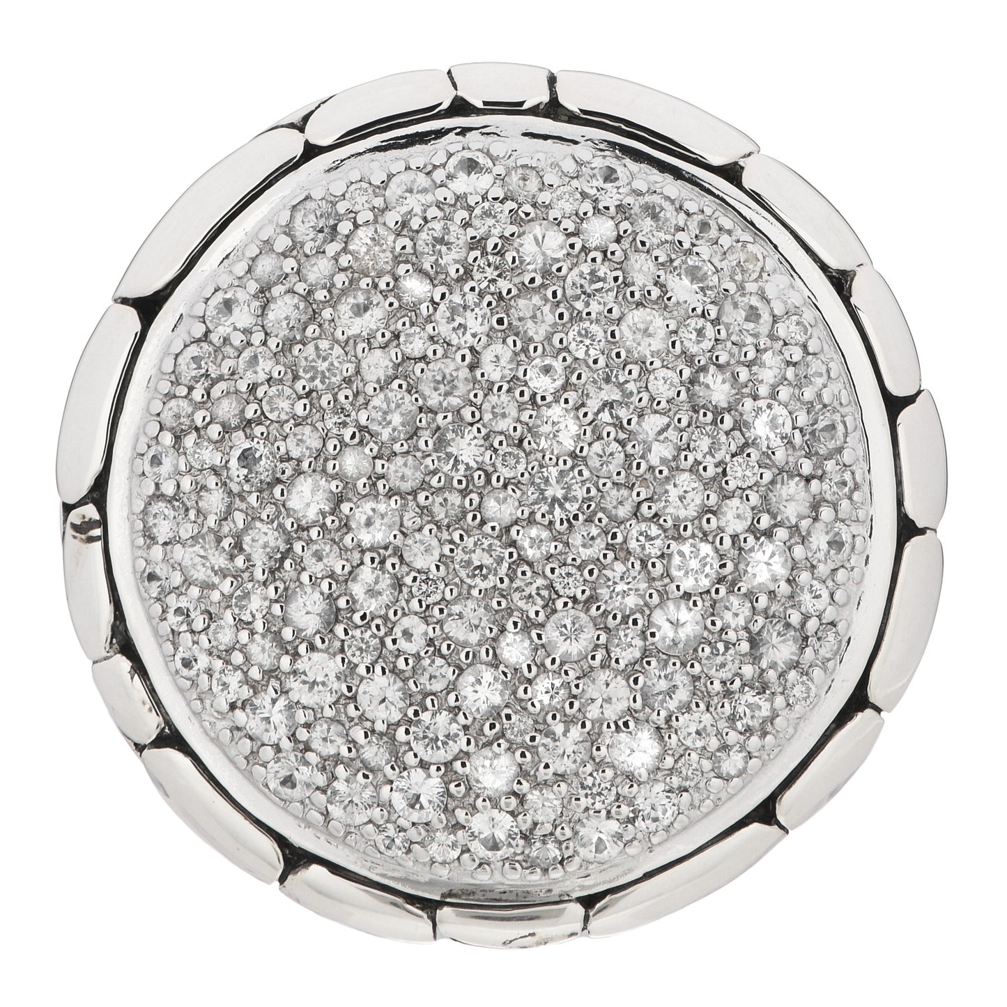 Sterling Silver White Sapphire Kali Lava Ring 54 6.75