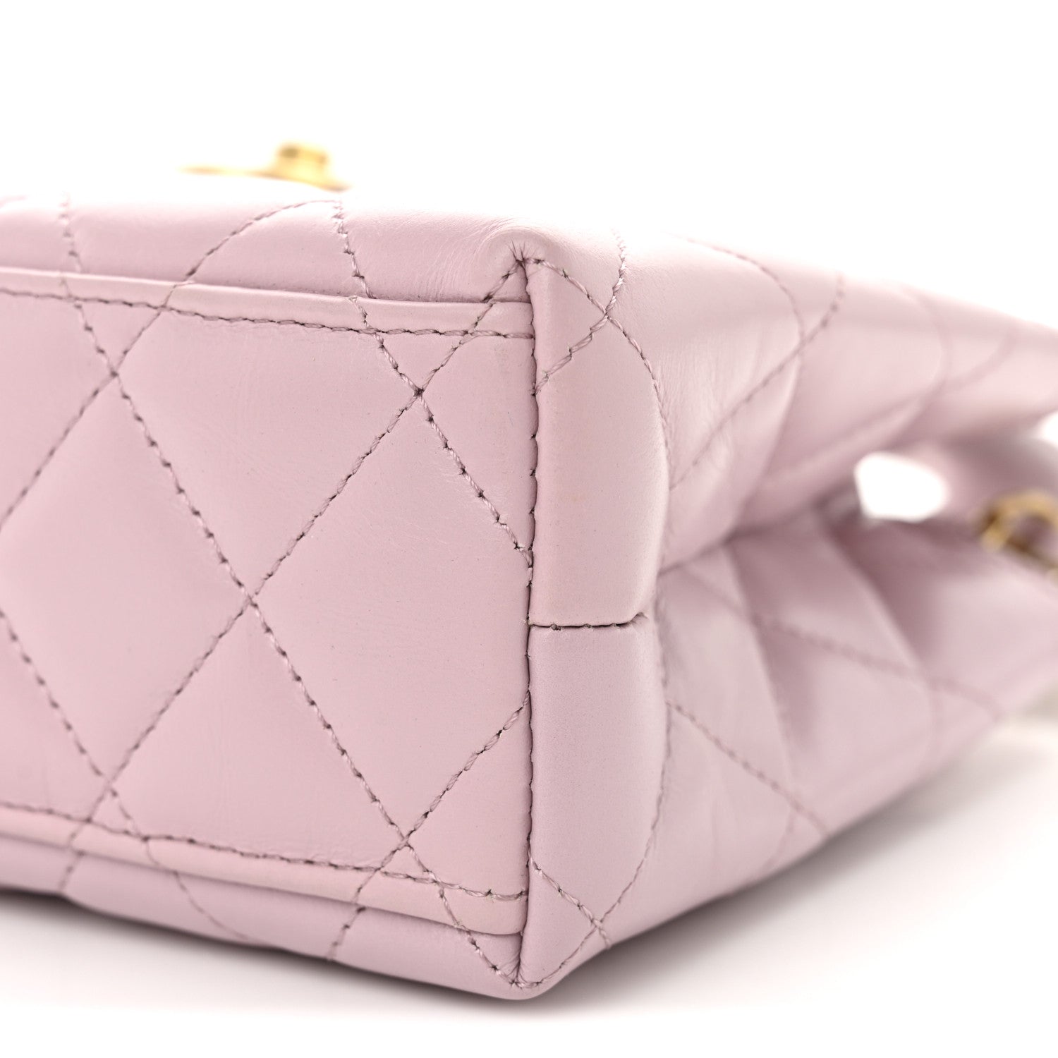 Chanel Shiny Aged Calfskin Quilted Nano Kelly Shopper Light Pink 10 of 10