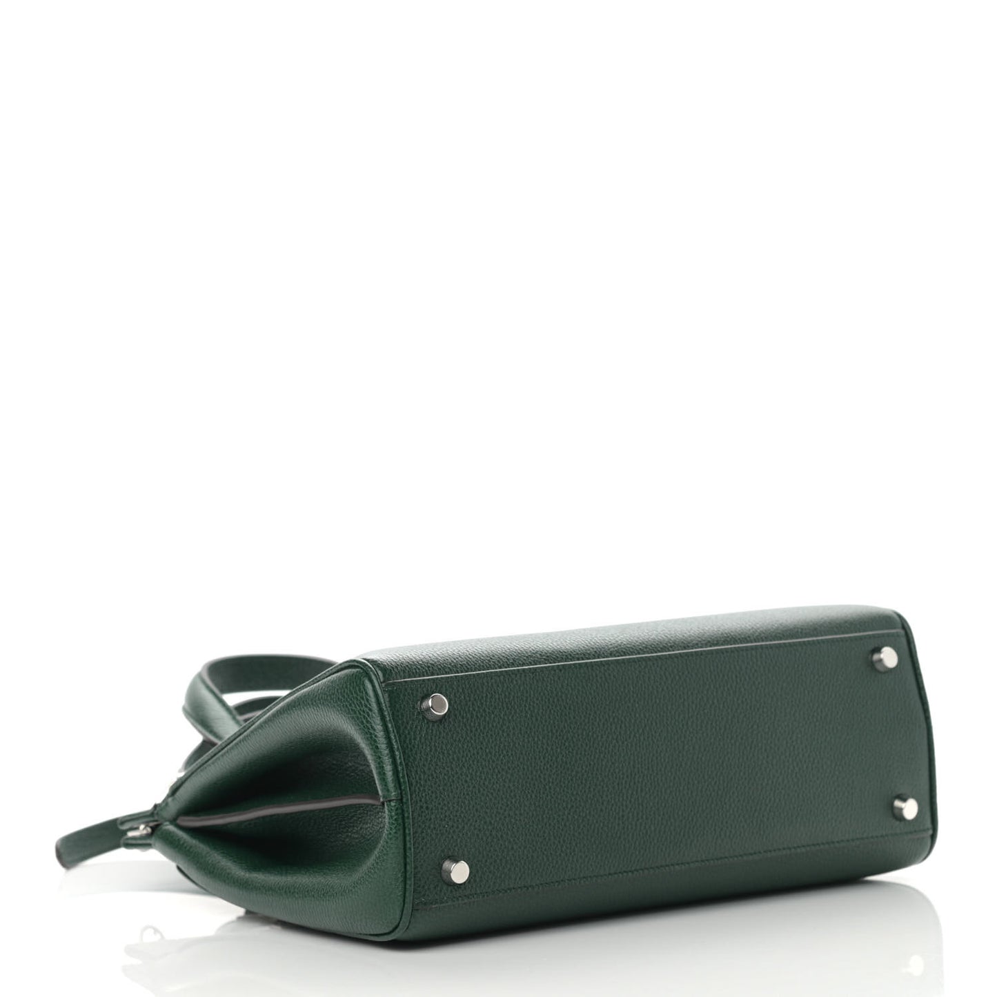 Posillipo Grain Calfskin Small Zumi Top Handle Bag Vintage Green