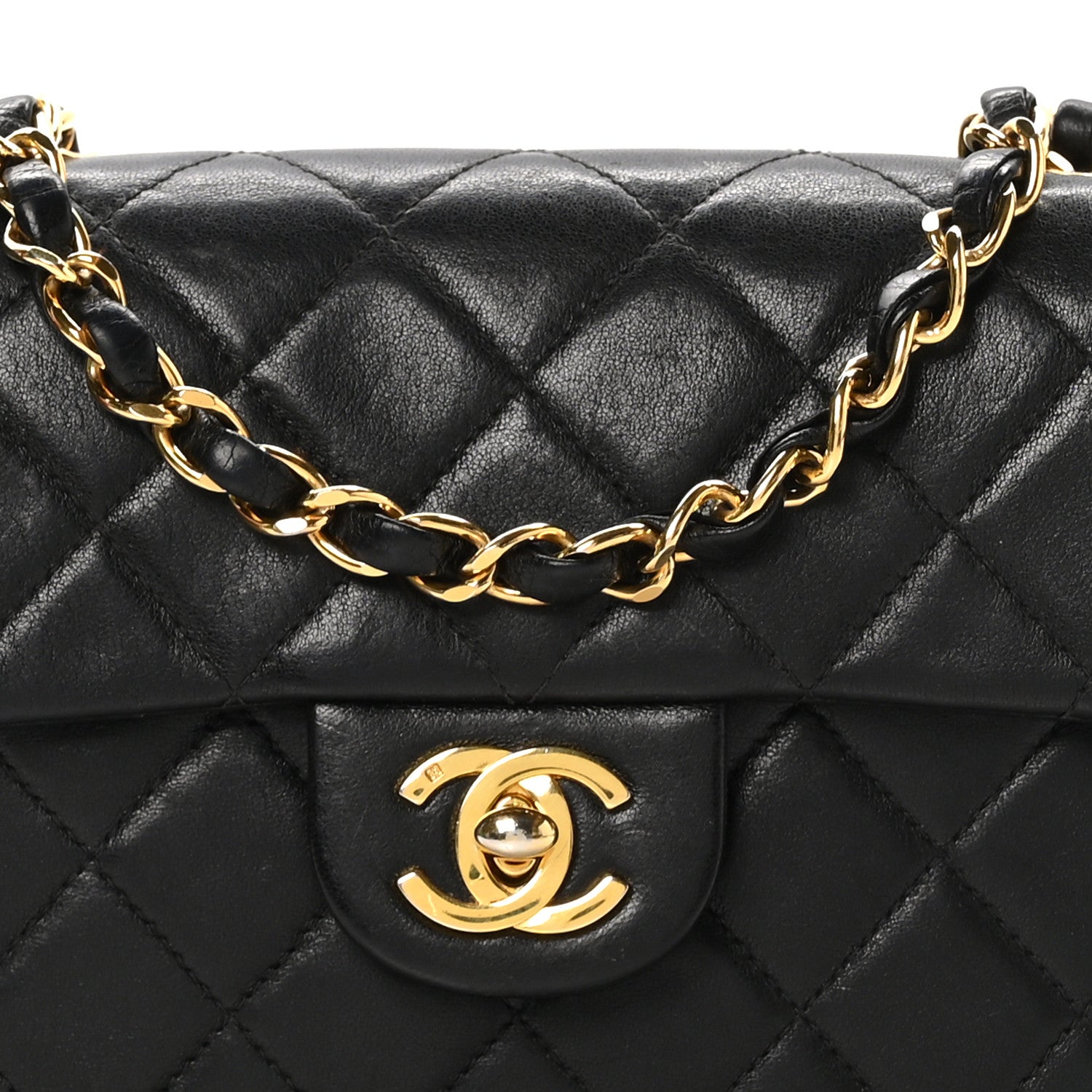 Chanel Lambskin Quilted Mini Square Flap Bag Black 8 of 11