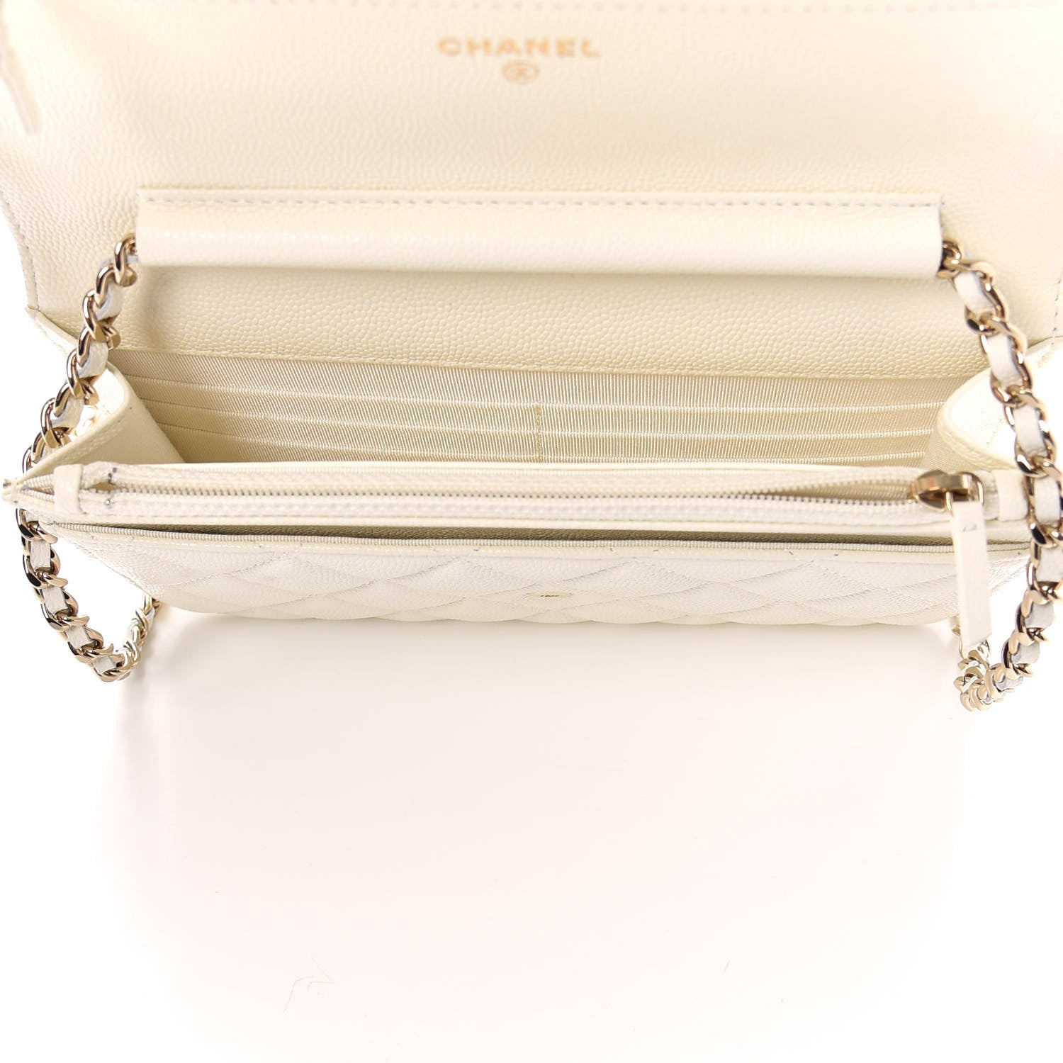 Chanel Caviar Quilted Wallet On Chain WOC White 5 of 10