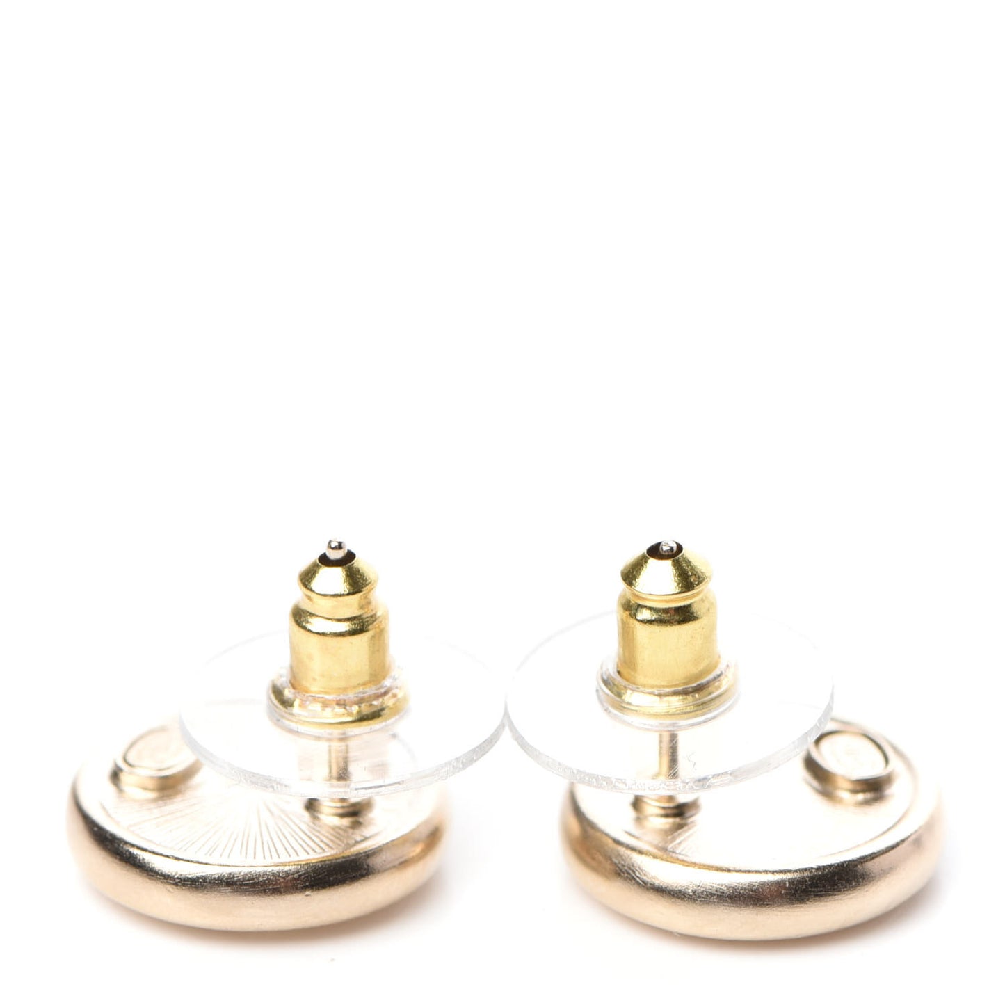 Crystal CC Round Earrings Light Gold