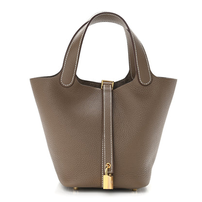 Hermes Taurillon Clemence Picotin Lock 18 PM Etoupe 1 of 11