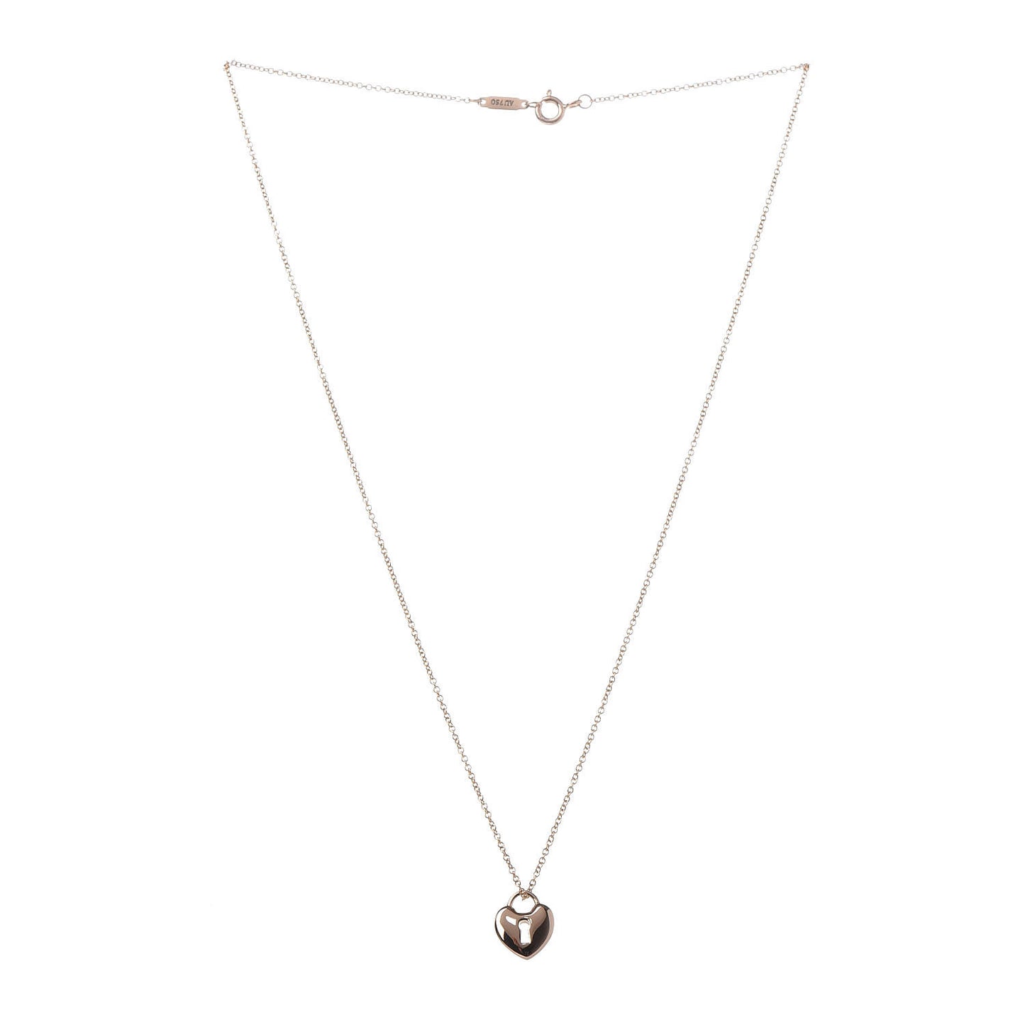 18K Rose Gold Mini Heart Lock Pendant Necklace