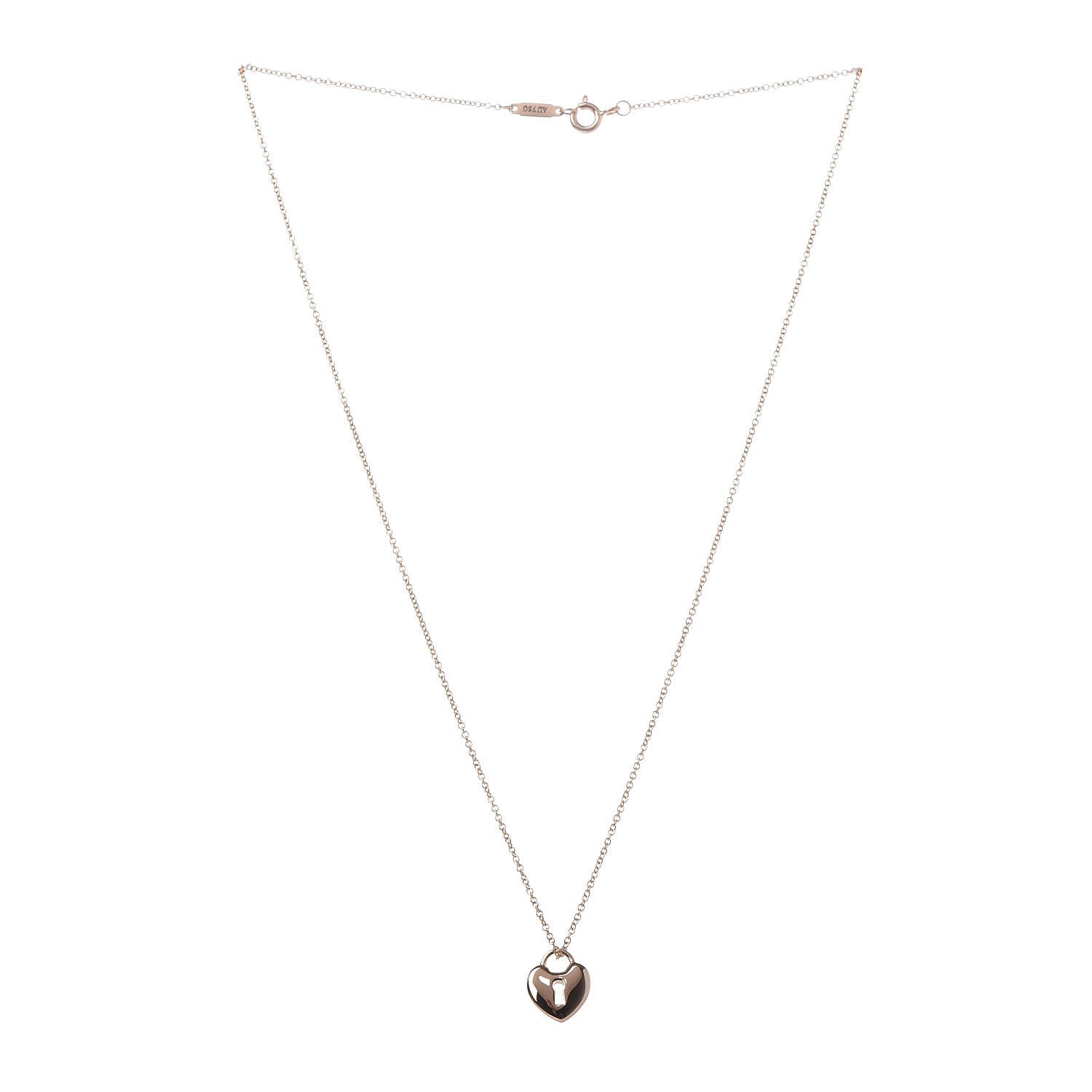 Tiffany 18K Rose Gold Mini Heart Lock Pendant Necklace 3 of 8